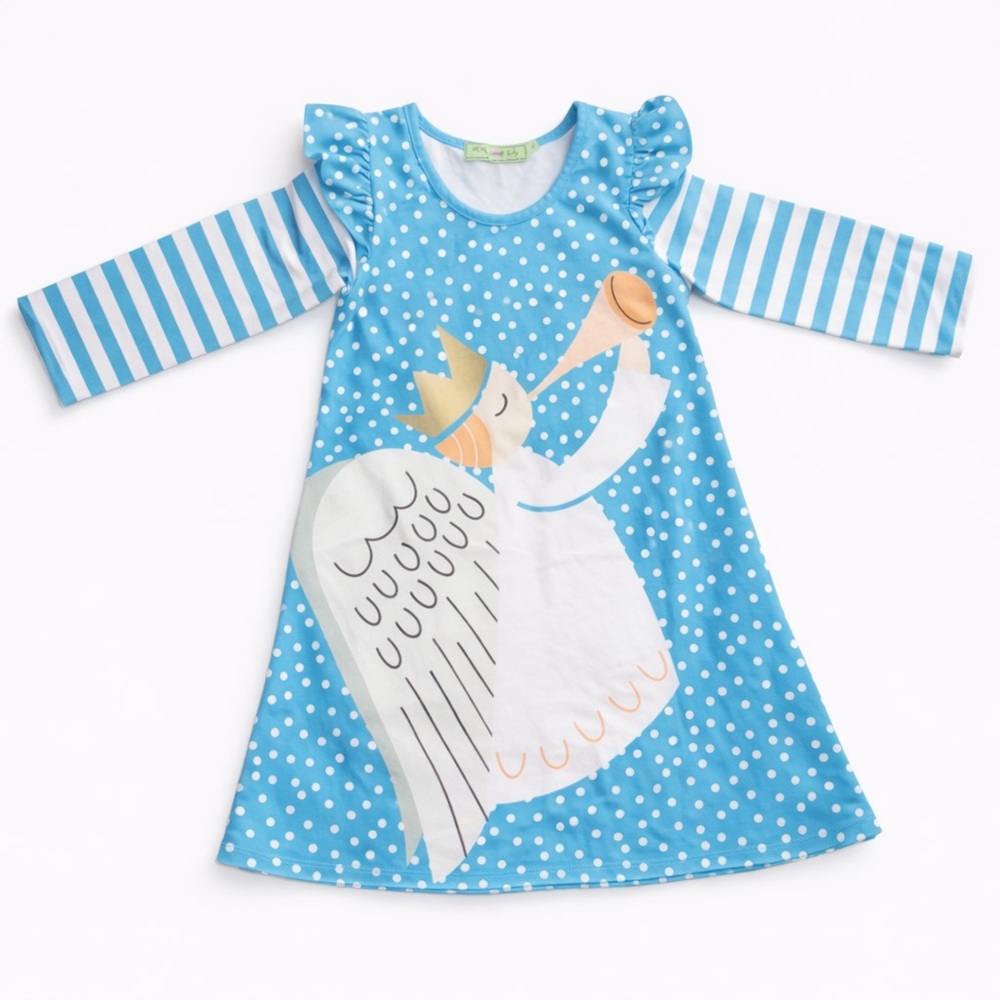 Millie Loves Lily Girls Angel Christmas Dress Size 4 Blue Polka Dot Boutique